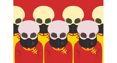 skeleton wearing a mask for protection coronavirusのイラスト素材