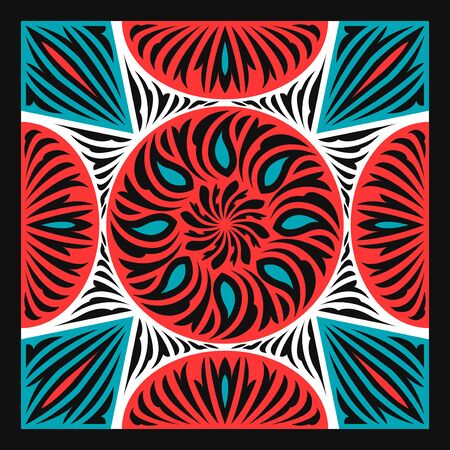 contemporary green red and black geometric pattern on whiteのイラスト素材