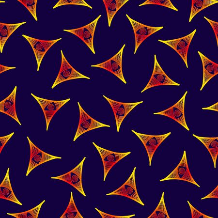 vector doodle triangles seamless pattern on dark blueのイラスト素材