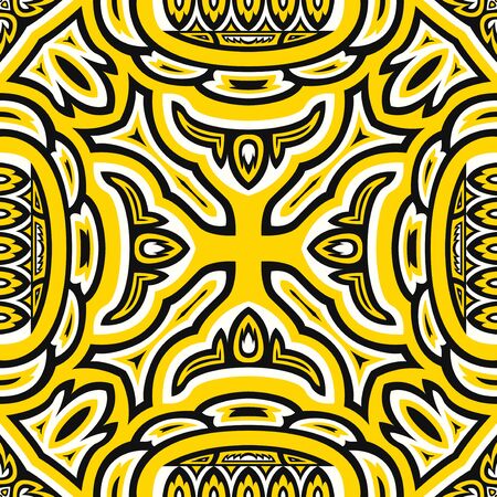modern contemporary thai style pattern on yellowのイラスト素材