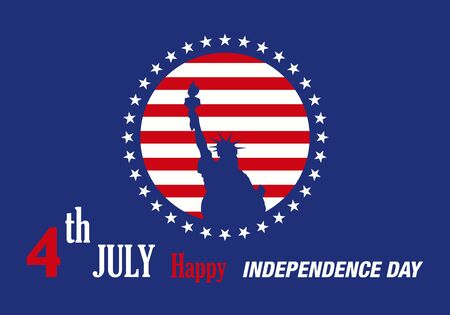 independence day on america flag with statue of liberty background for brochure banner and publicationのイラスト素材