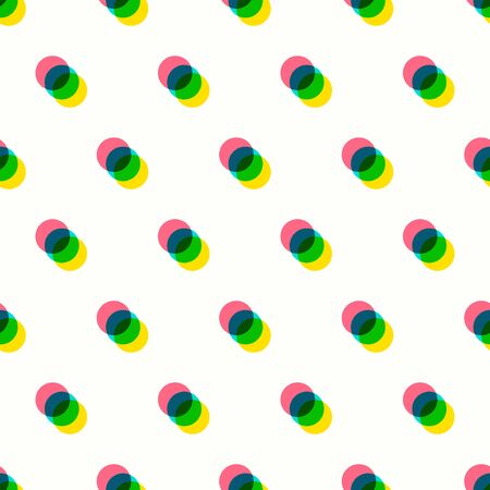 vector three circle color geometric overlap seamless pattern on whiteのイラスト素材