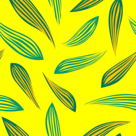 vector bush snake plant leaves seamless pattern on a yellowのイラスト素材