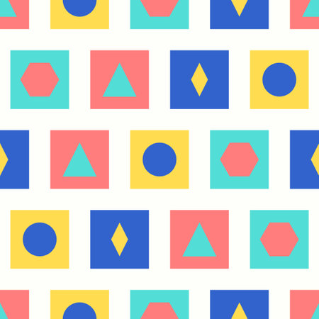 vector colorful geometric overlapped seamless pattern on white