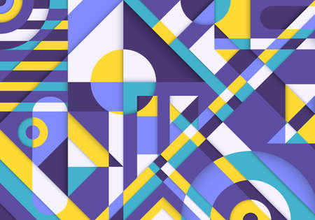 vector minimal colorful neo geometric paper cut style backgroundのイラスト素材
