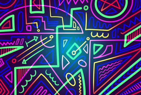 vector colorful doodle geometric lines backgroundのイラスト素材