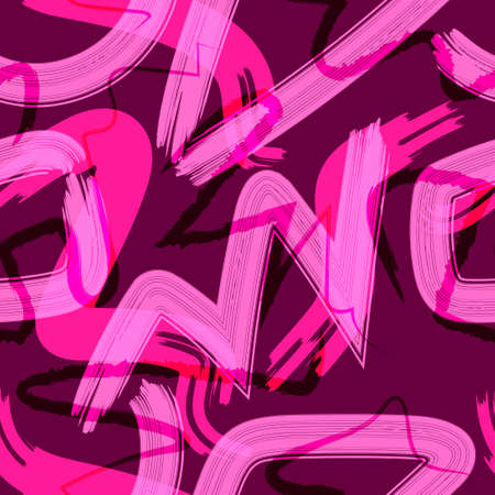 vector rough ethnic variety pink freeform brush stroke lines seamless patternのイラスト素材