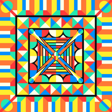 vector modern contemporary geometric scarf pattern on blackのイラスト素材