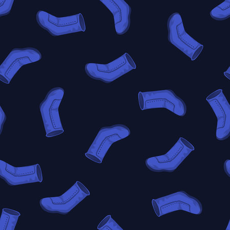 multi blue boots seamless pattern on dark blueの写真素材