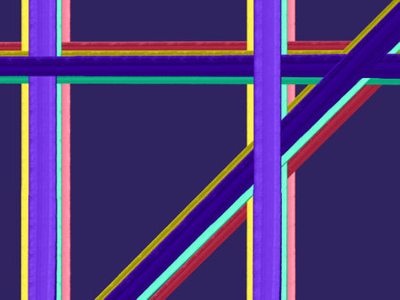 digital four colors line painting overlapped backgroundの写真素材