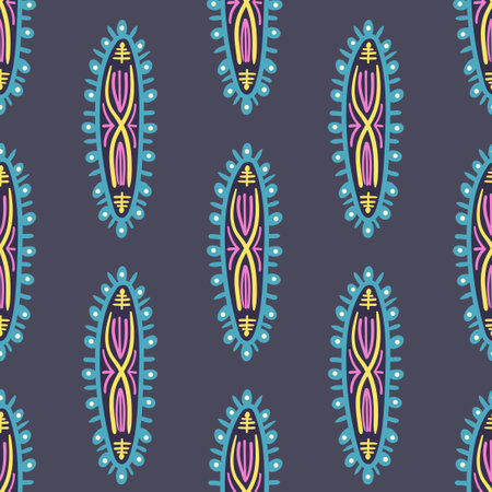 vector ethnic oval seamless pattern on dark violet