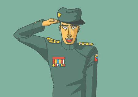 Soldiers making a Hand of saluteのイラスト素材