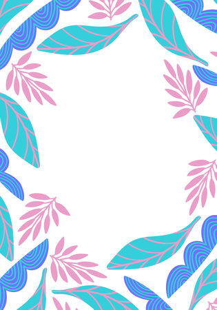 vector variety leaves plant and white space for banner, publication, social media backgroundのイラスト素材