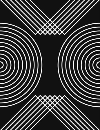 vector modern white geometric lines on black background for brochure banner and publicationのイラスト素材