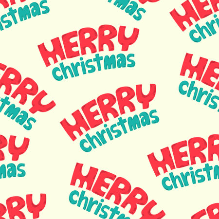 vector merry christmas word seamless pattern on white.のイラスト素材