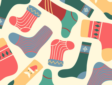 Variety christmas socks background for brochure banner and publication.のイラスト素材