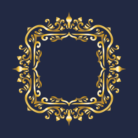 vector golden luxury monogram ornament frame.のイラスト素材