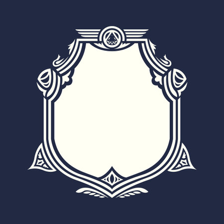 vector white luxury monogram ornament frame.のイラスト素材