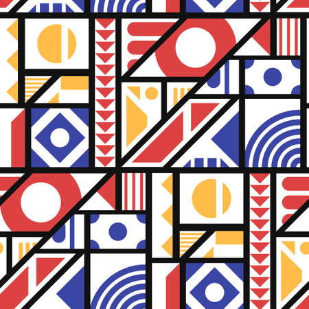 vector modern geometric seamless pattern on black.のイラスト素材