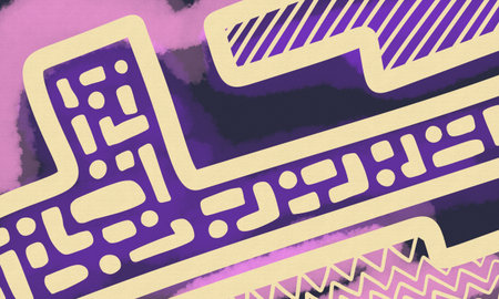 Abstract purple and pink background with white geometric doodle lines on paper texture. template for banner, poster, etc.の写真素材