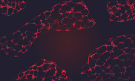 Multi-segment red mesh on a gradient red and dark blue background.の写真素材