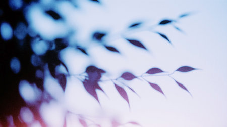 Out-of-focus image of dark and light purple leaves on a white background. AI Generated.の素材