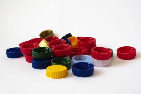 plastic caps for different drinksの写真素材