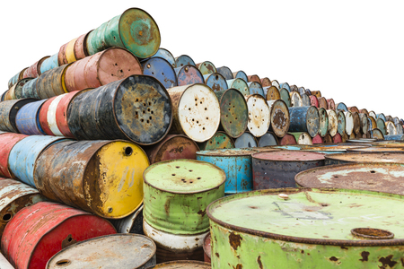 old tanks containing hazardous chemicals isolatedの写真素材