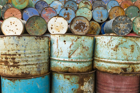 old tanks containing hazardous chemicalsの写真素材