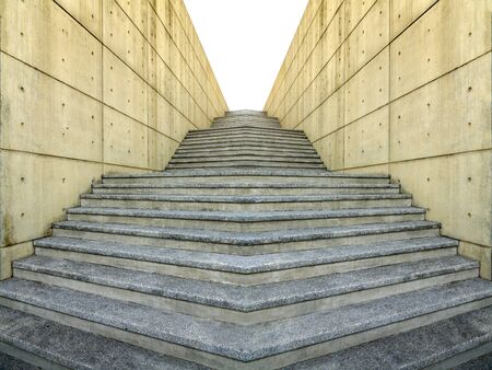 Stairs from underground upward on white backgroundの写真素材