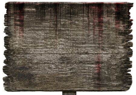Bloody background scary old wood planks sign textures isolated on white background, concept of horror and spookyの写真素材