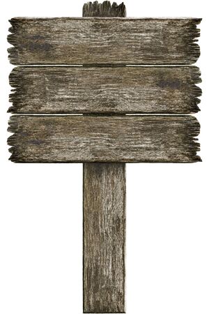 Old grunge wooden sign isolated on whiteの写真素材
