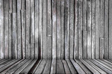 Old wooden room with panel and floor backgroundの写真素材