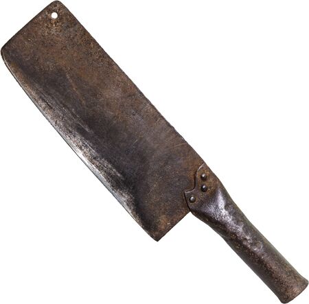 Rusty knife isolated on white backgroundの写真素材