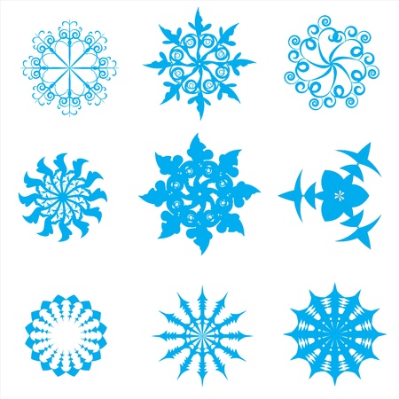 blue christmas snowflakes isolated on white backgroundのイラスト素材