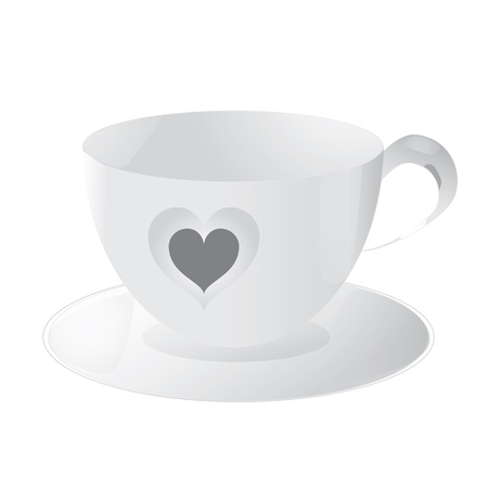 cup with heart isolated on white backgroundのイラスト素材