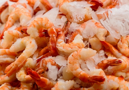 Close up of shrimps on market standの写真素材