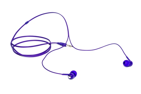 Earphones on a white backgroundの写真素材