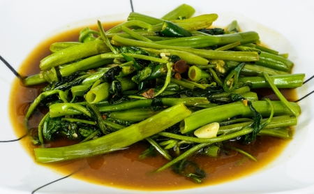 Stir Fried Water Spinach, Thai foodの写真素材