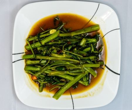 Stir Fried Water Spinach, Thai foodの写真素材