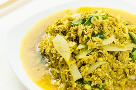 Stir fried crab meat with curry powderの写真素材