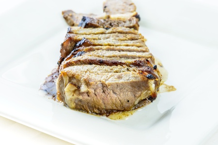 Cooked rib-eye steakの写真素材