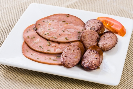 bologna ham and sausage  Ham and Hotdog の写真素材