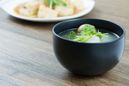 Gourd Soup with Chicken in a Bowlの写真素材