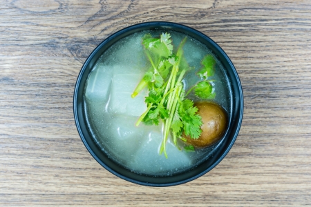 Gourd Soup with Chicken in a Bowlの写真素材