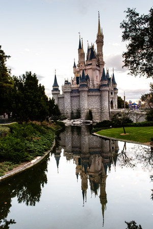 ORLANDO, USA - December 20, 2013: Cinderella castle at Walt Disney World in Orlando. Walt Disney World resort is opened in October 1, 1971 as an entertainment complex.のeditorial素材