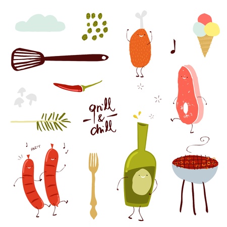 Grill Party Setのイラスト素材