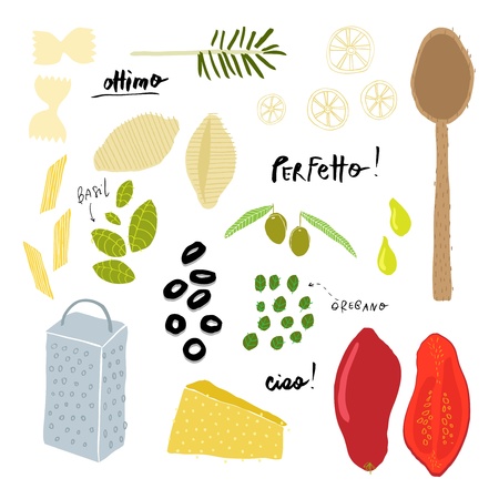 Italian Cuisine Ingredientsのイラスト素材