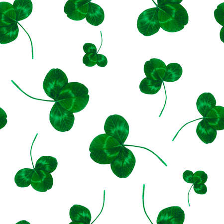 Clover pattern Watercolor seamless hand-drawn illustration, isolated on a white backgroundの写真素材