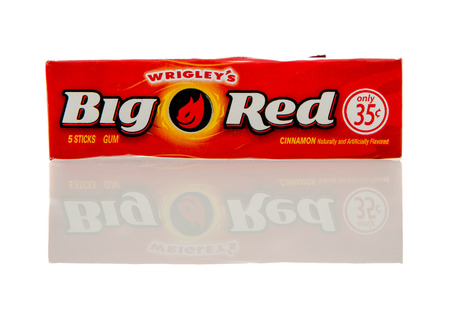 Winneconne, WI - 19 Feb 2016: Package of Wrigley's Big Red chewing gum in cinnamon flavor.のeditorial素材